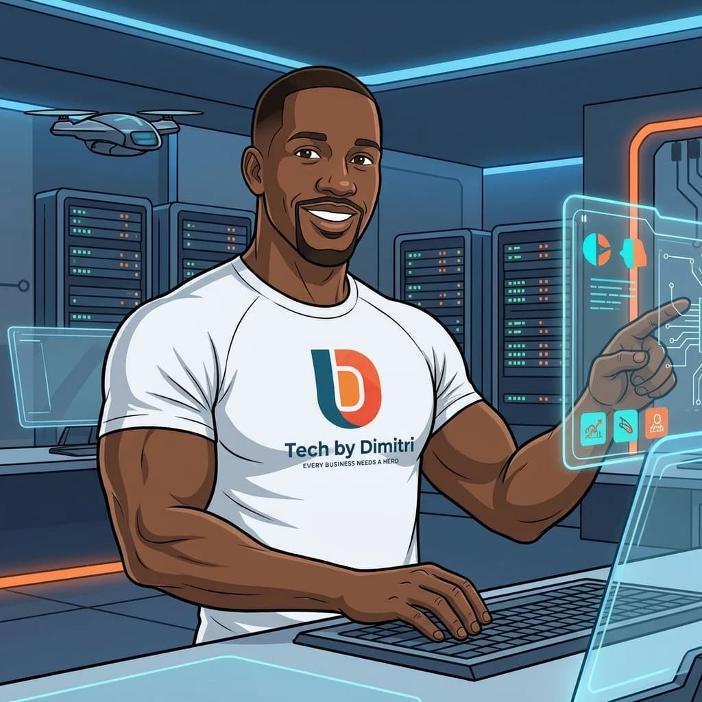 Illustration of Dimitri at work